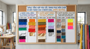 Bảng tổng hợp màu sắc trang phục nên chọn và nên tránh cho 3 nhóm Cool, Warm, Neutral